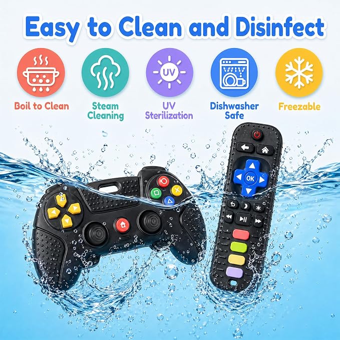 Baby Silicone Game Controller Teether, Teething Toy for Baby 3 6 12 18 Months, Baby's Chew Toys, Food Grade Silicone Teething Toys for Infants, BPA Free, for Babies Gum Relief