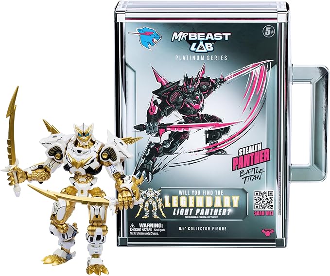 MRBEAST LAB Platinum Series 6” (15.3cm) Stealth Panther Battle Titan Collector Figure, Extreme Detailing, Premium Packaging, 35 Points of Articulation, Will You Discover A Legendary Light Panther?