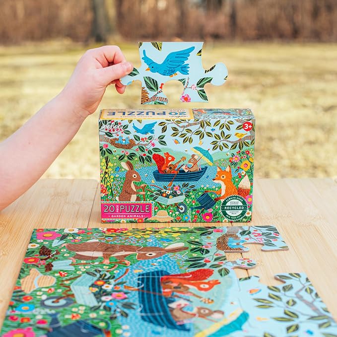 eeBoo 20 Piece Jigsaw Puzzle - Garden Animals Children's Puzzle Nature & Animals Themed, Large Pieces for Small Hands to Develop Motor Skills
