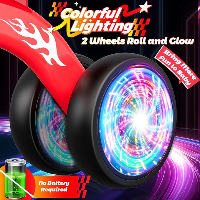 Baby Balance Bike Ride on Toys for 1 2 Year Old, Toddler Bike, First Birthday Gifts for 1 2 Year Old Boys Girls, Baby Indoor Outdoor Toy, Colorful Lighting Silent Wheels, No Pedal/Basket