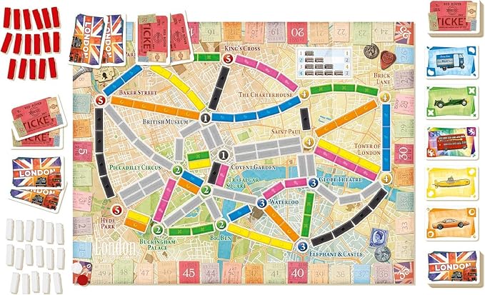 Asmodee Ticket to Ride London Board Game - Train Route-Building Strategy Game, Fun Family Game for Kids & Adults, Ages 8+, 2-4 Players, 10-15 Minute Playtime