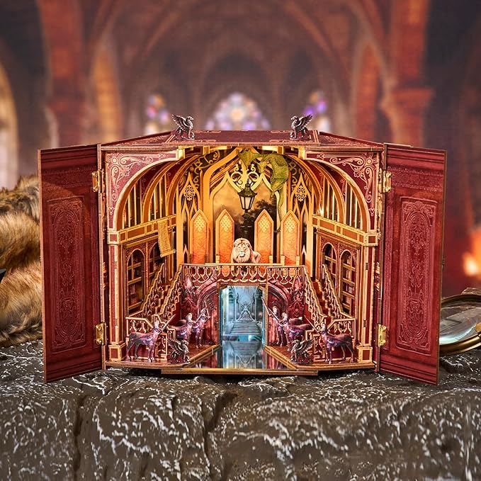 DIY Miniature Dollhouse Kit,3D Wooden Puzzles for Adults to Build, Birthday/Christmas Day Gift for Fantasy Fans,Magic Castle with LED Lights,Magic Wardrobe