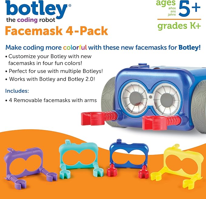 Learning Resources Botley the Coding Robot Multicolor Facemask - Coding Robot Accessories, Botley Not Included