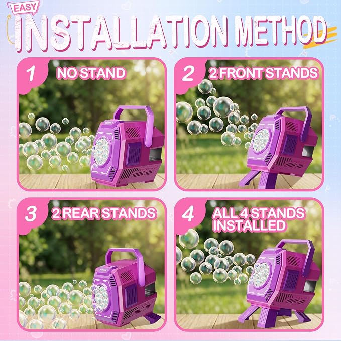 Bubble Machine with Lights, Big Bubbles Bubble Maker Toys for Kids & Toddler, 320ml Large Tank, Battery Operated Bubble Blower for Birthday Parties, Weddings, Indoor & Outdoor Play