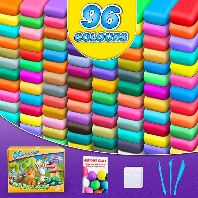 Magic Clay - Air Dry Clay 96 Colors, Modeling Clay for Kids with Tools, Soft & Ultra Light, Toys Gifts for Age 3 4 5 6 7 8+ Years Old Boys Girls Kids