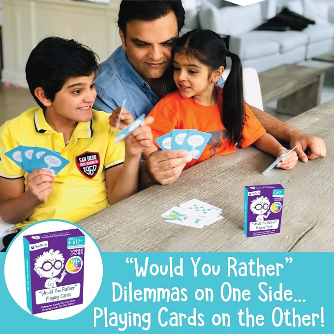 Open The Joy Would You Rather Card Game for Kids, 54+ Conversation Starters Cards of Silly Dilemmas Questions, Travel Card Game for Children Age 4–6+