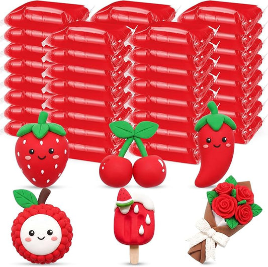 VioraWhite 40 Pcs 21oz Air Dry Clay Bulk Modeling Ultra Lightweight Foam Modeling Clay for Kids Adults DIY Crafts Party Arts and School Project Gifts Supplies (Red)
