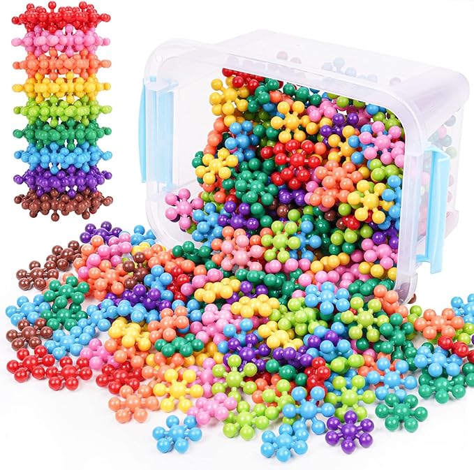 Building Blocks Educational Toy - 300PCS Snowflake Stem Construction Set for Kids 3+, Safe Non-Toxic Storage Case, Learning Gifts for Boys Girls, Multi-Color
