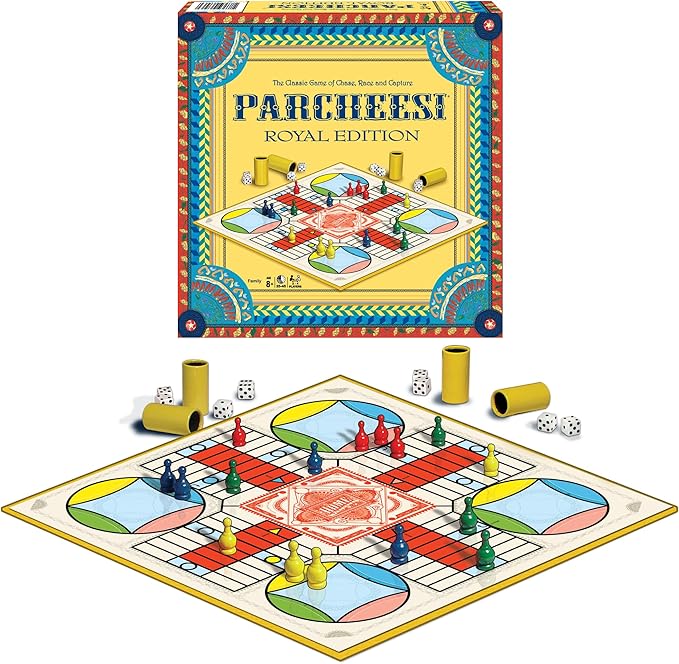 Parcheesi Royal Edition, with Charming Graphics, by Winning Moves Games USA | Classic Family Favorite, Fine Tokens and Dice Cups Included, 2-4 Players