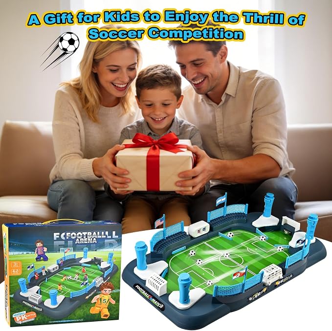Mini Foosball Table Game for Kids - Soccer Board Game Toy for Boys Girls Ages 3-12, Interactive Tabletop Football Pinball Game & Finger Soccer Game, Indoor Family Party Sports Gift for Birthday