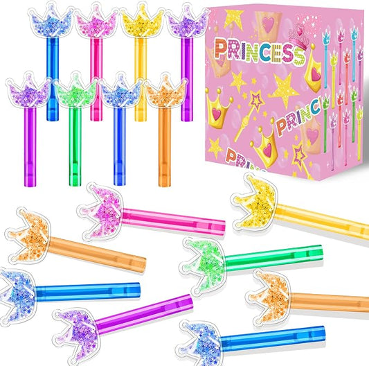 24PCS Glitter Crown Bubble Wands Toys for Kids, Princess Birthday Party Favors Supplies Decorations, Classroom Prizes, Pinata Fillers, Goodie Bag Stuffers Gifts