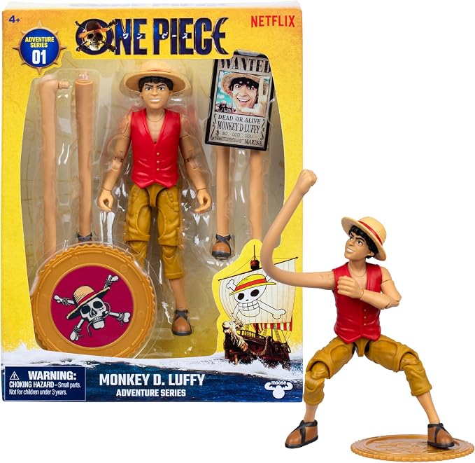One Piece Monkey D. Luffy Action Figure, 6″ (15 cm) with 6 Accessories, Includes Swappable Arms and Legs, Wanted Poster, and Berry Coin Display Base