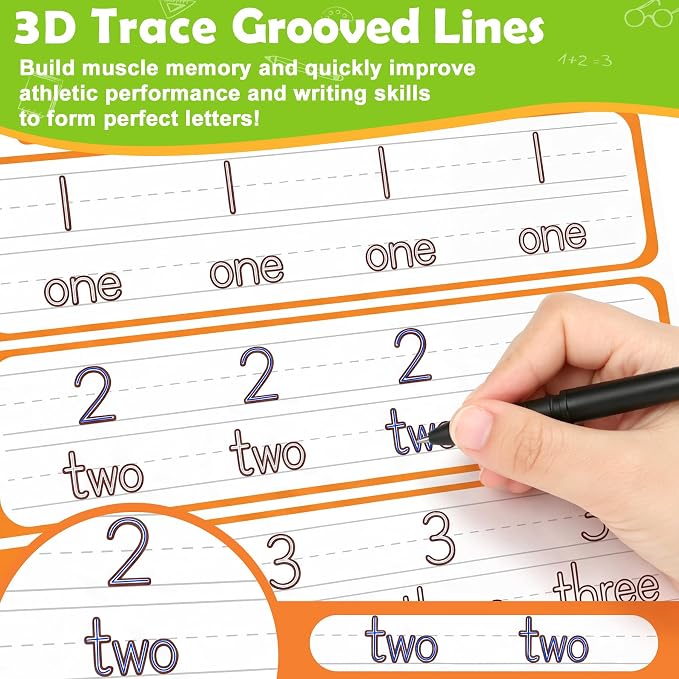 Magic Grooved Writing Practice for Kids Age 3-5, Reusable Grooved Handwriting Practice Kindergarten Workbooks for Kids Ages 3-8, Preschool Learning Activities, Tracing Books Gifts for Boys Girls