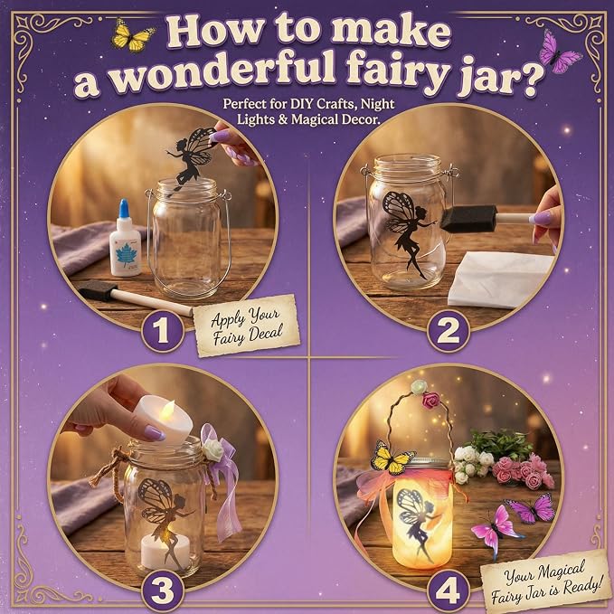 Alritz Fairy Lantern Craft Kit, Gifts for Kids Girls, Remote Control Mason Jar Night Light, DIY Garden Decorations Art Project Ornaments, Creative Activities Birthday Ages 4 5 6 7 8 9 10 11+