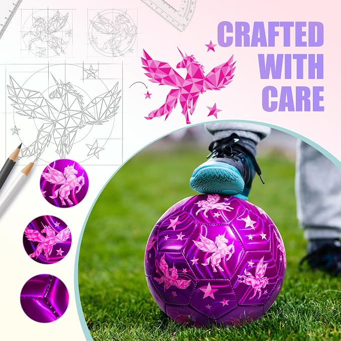INPODAK Soccer Ball Size 3 Size 2 for Toddlers Kids 1-3 3-8, 1 or 2 Pack Cartoon Small Dinosaur Unicorn Soccer Ball Gifts for Girls Boys, Indoor Outdoor Sports Play Toys Birthday Gifts with Pump