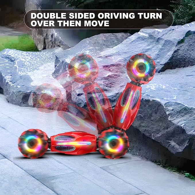 Gesture RC Car,1:18 4WD Transform Off-Road Stunt Car with Gesture & Remote Control, 360° Flips Drift Vehicle with LED Lights Music, All Terrain Toy Cars Gifts for Boys Girls Age 6-12