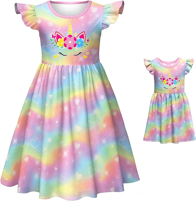 LQSZ Doll and Girl Matching Princess Dress Outfits for Girls and 18" Matching Doll and Girl Clothes