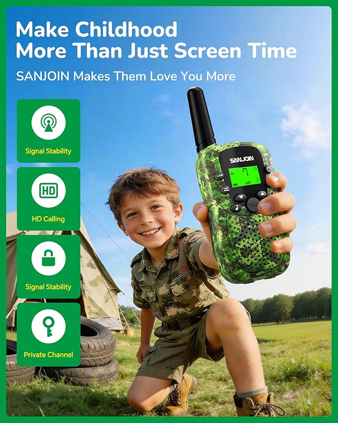 Walkie Talkies for Kids Games Outdoor Toys for 3-12 Year Old Boys Girls, 3 Miles Range Walkie Talkie as Camping Essentials, 4 Year Old Girl Birthday Gifts for 3 4 5 6 7 8 9 Year Old Boy Girl Gift
