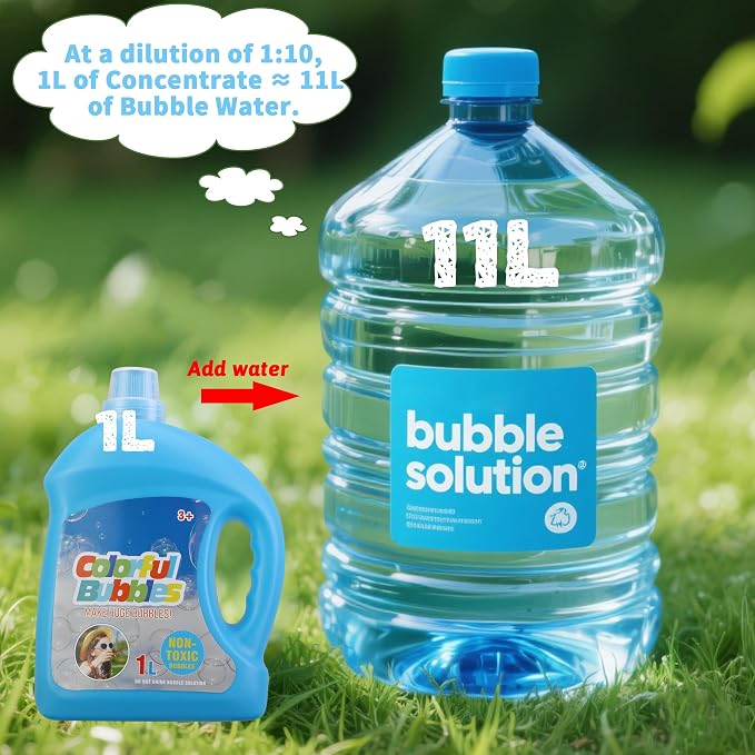 SHCKE Concentrated Bubble Solution,1 L/ 33.8 OZ Bubble Refill | Safe and Fun, Easy to Use,Leak-Proof and Portable, Perfect for Bubble Machine,Bubble Gun,Bubble toys