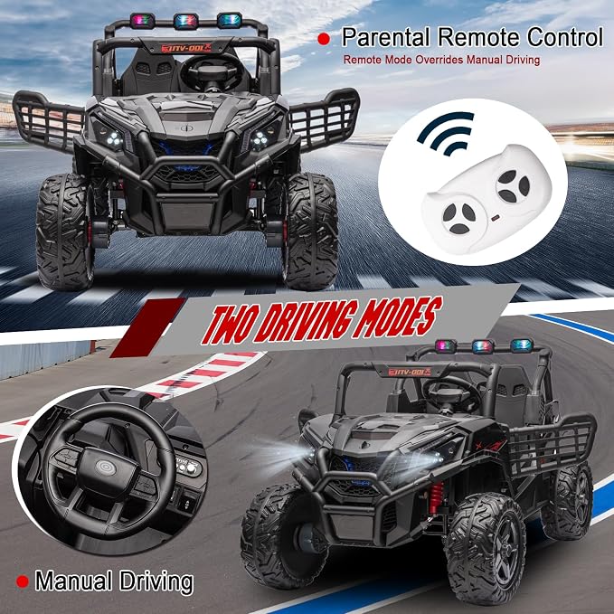 4WD UTV 24V Ride On Toys for Big Kids Ride On 2 Seater Ride On Toys Kids | 2 Seater Ride On Car for Kids Side-by-Side UTV Electric Cars for Kids Electric Ride Car Ride On Toys for Kids 4-8