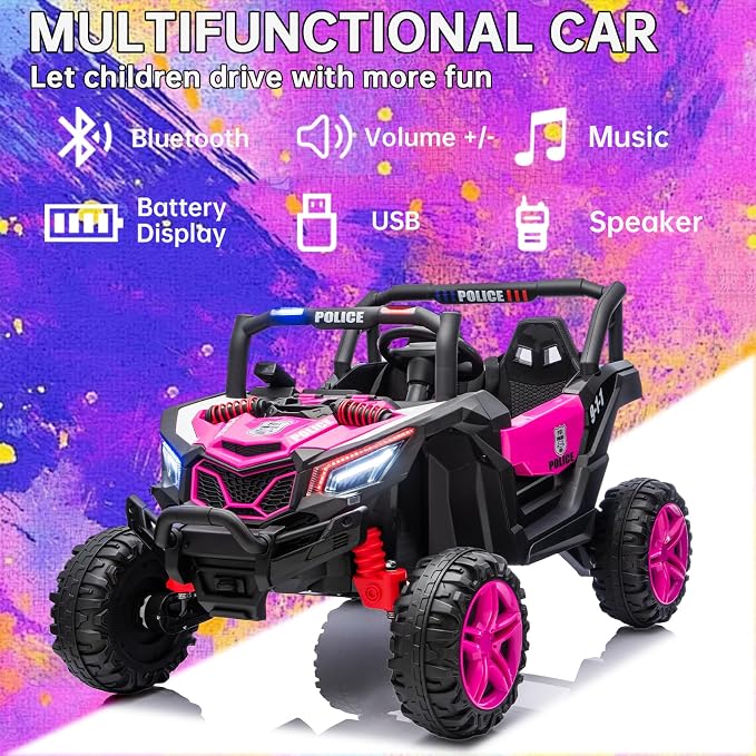 4WD UTV 24V Ride On Toys for Big Kids Ride On 2 Seater Ride On Toys Kids | 2 Seater Ride On Car for Kids Side-by-Side UTV Electric Cars for Kids Electric Ride Car Ride On Toys for Kids 4-8