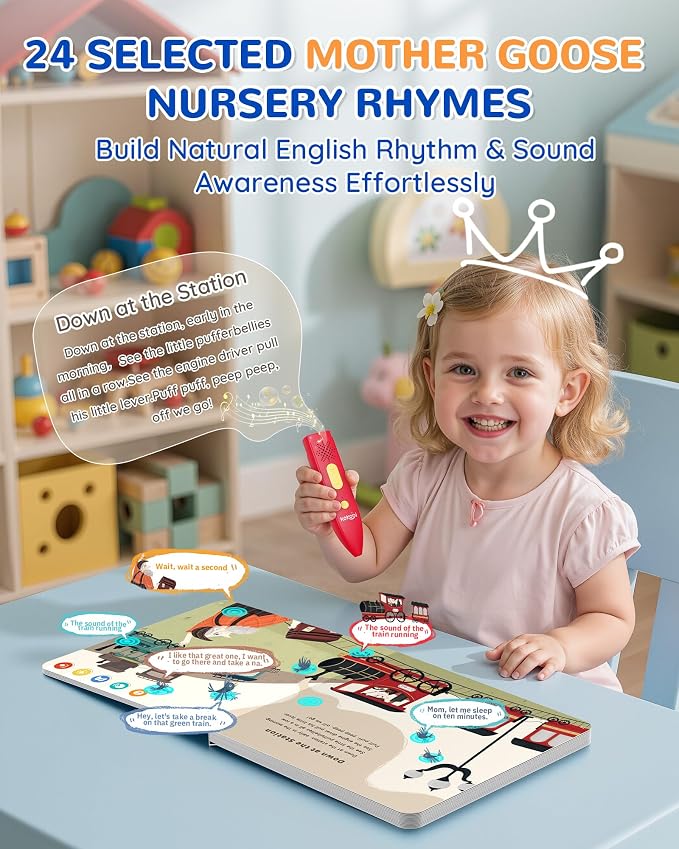 KOKODI Talking Books, 2Pcs Nursery Rhyme Books Interactive Audio Sound Books, Compatible with KOKODI Talking Pen (Nursery Rhyme Books Only, No Pen)