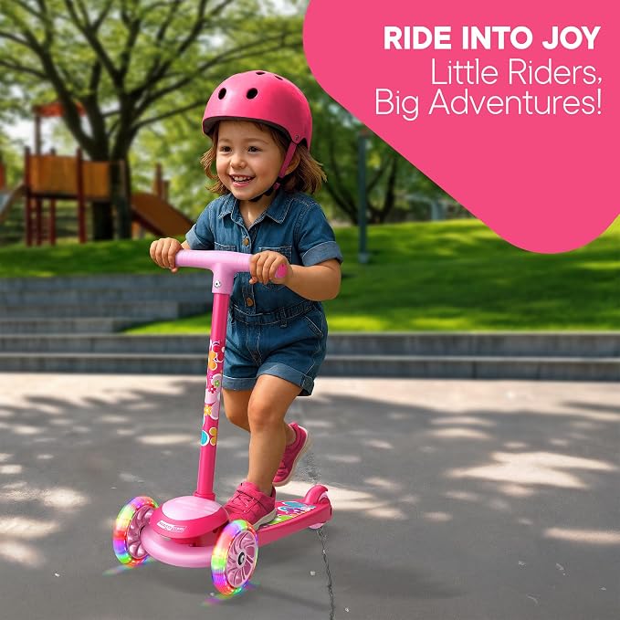 3 Wheel Scooter for Kids, Smooth Light Up LED Front Wheels, Wide Anti Slip Deck, Rear Foot Brake, Easy Lean to Steer Maneuvering, Indoor & Outdoor Ride On Toys for Ages 2 Up,