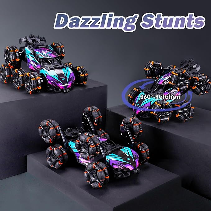 NEXBOX Cool 8 Wheels Hand Controlled RC Stunt Car Toys, Xmas Gifts and Birthday Presents for Kids, Gesture Sensing Remote Control Cars for Boys Age 6 7 8-10 11 12 Year Old