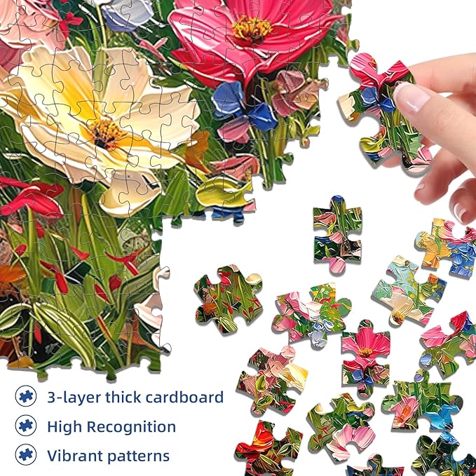 Wildflower Meadow Puzzles for Adults 1000 Pieces,Impossible Hard Difficult Challenging Jigsaw Puzzles for Adults 1000 Pieces,Puzzle with Letters on Back,Recycled Paper Jigsaw Puzzle(27.6"x19.7")
