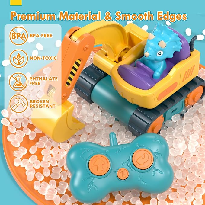 Lehoo Castle Remote Control Car for Toddlers, RC Excavator Toys for Boys 3-5 Year Old, Rechargeable Construction Toys for 1 2 3 Year Old Boys