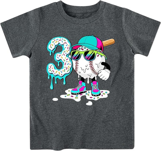 Lovekider 2-5 Years Birthday Boy Shirt Construction Party T-Shirts Excavator Cotton Short Sleeve Tee Dark Grey