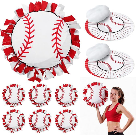 Weysat 6 Sets Baseball Tied Pillow Craft Kit DIY Orange Red White Baseball Shaped Pillow Craft Gifts with PP Cotton for Sports Theme Party Game Day Room Decor VBS School Favors Classroom Giveaways