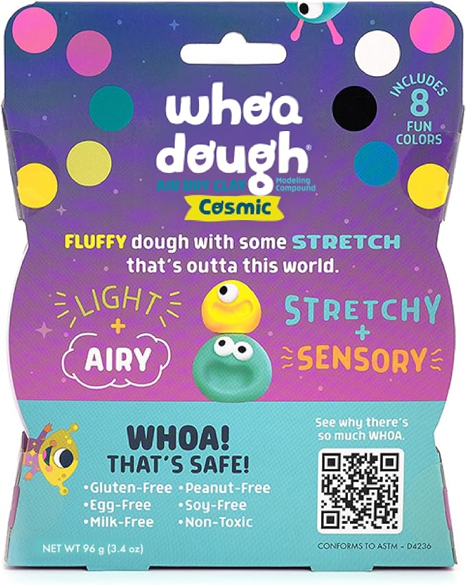 Chuckle & Roar Air Dry Clay - Cosmic Colors, 8 Pack, Ages 3+ - Stretchable Air Dry Clay for Kids - Kids Crafts - Resealable Container