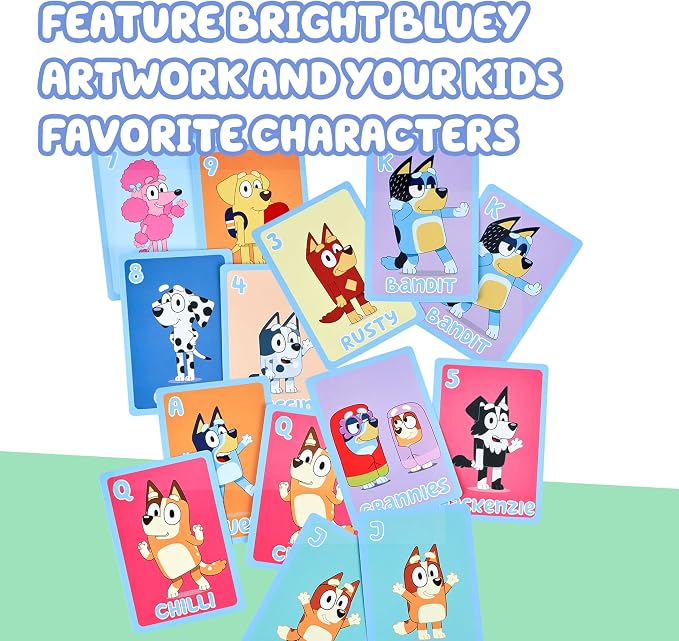 Bluey 5-in-1 Card Game Set, Jumbo-Sized 53-Deck Toddler Game, Multi-Color Interactive Play Card Games for Kids of Ages 3+