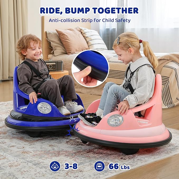 ELEMARA Electric Bumper Car for Kids, 12V Electric Car for Toddlers, 1.9MPH Max, Battery Car for Kids with Parent Remote, 2-Speed, 2 Driving Mode, 360°Spin, Music, 5 Lighting Mode, DIY Stickers-Navy