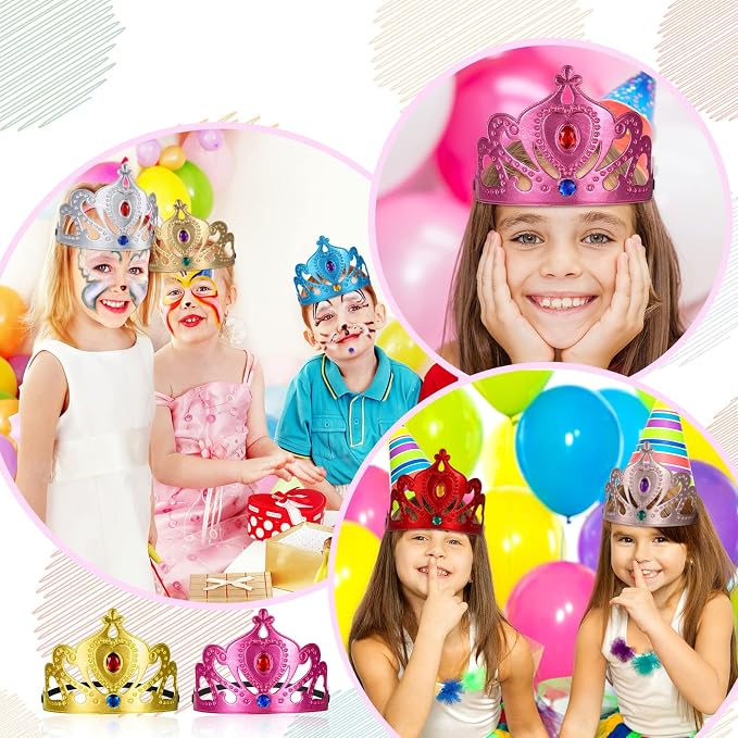 Yaomiao 22 pack DIY Crowns Set Include 12 Pcs Foam Princess Crowns and 10 Pcs Diamond Sticker for Kids