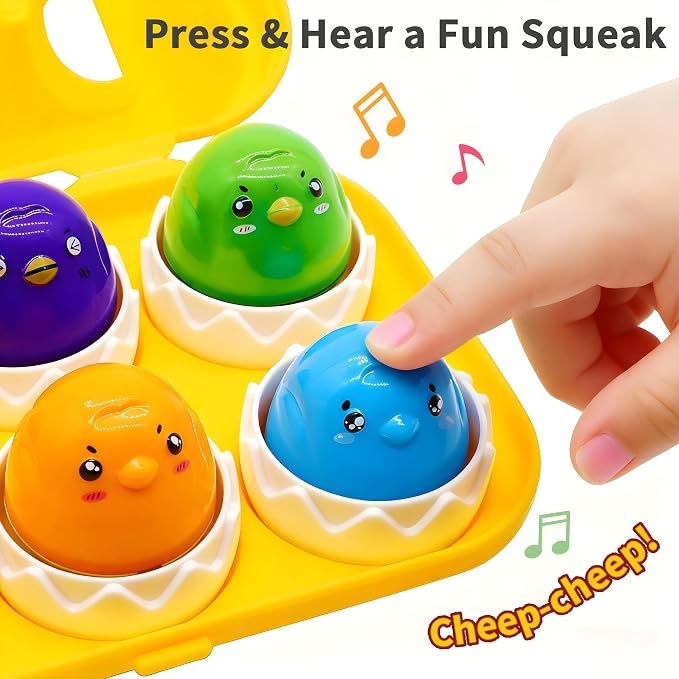 WEEJOYGAM Eggs Toys for Toddlers 1-3, Matching Egg Montessori Toys for 1 2 3 Year Old Baby Boy Girl Educational 1st Birthday Gift, Kids Sensory Color Sorting Shape Sorter Fine Motor Skill Puzzle Game