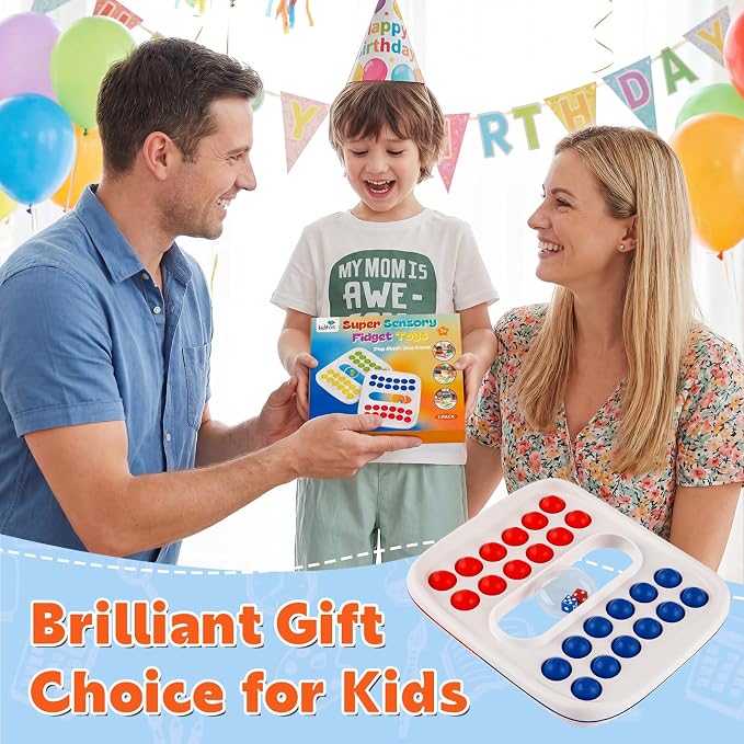 Kiditos Pop Math Game for Kids Ages 4–8, Fidget Math Board Game with Built-in Dice, Addition & Subtraction Learning Toy, Sensory STEM Toy for Classroom, Homeschool & Travel