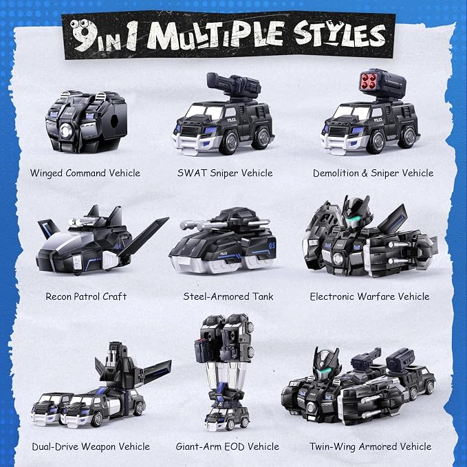 5-in-1 Transform Toys for Boys 4-6, Ideals Gifts for 3 4 5 Year Old Boys, Easy DIY Assembly, Toys for Boy, 3 4 5 6 Year Old Boy Birthday Gifts, 3 4 5 Year Old Boy Toys, Magnetic Robot Toys For Kids