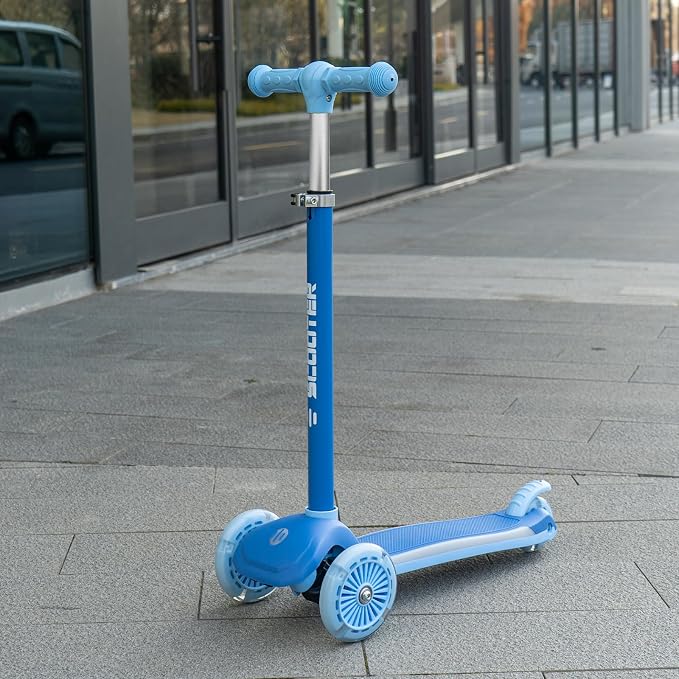 XJD Toddler Scooters for Kids 3-8, 3 Wheel Scooters for Kids 110lbs, LED Light-Up Wheels and Side, 3 Adjustable Height, Lean-to-Steer, Birthday Gift Toy for 3-8 Year Old Girl Boy