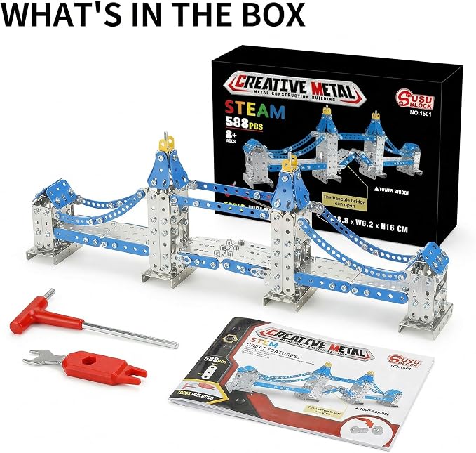 Ferthor Fun Metal Model Tower Bridge Kits for Boys 8-12, 588PCS London Tower Bridge DIY STEM Building Toys for Kids to Build,Construction Sets London Bridge Britain Architecture Kit Famous Landmark