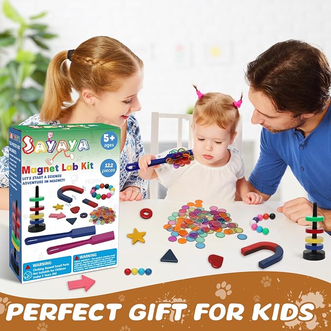 SAYAYA 122 PCS Magnetic Science Kit for Kids - Magnetic Balls, Bingo Wands with Chips, STEM Learning Set Magnet Toys for Classroom, Back to School Supplies, Educational Activities Gift for Boys Girls