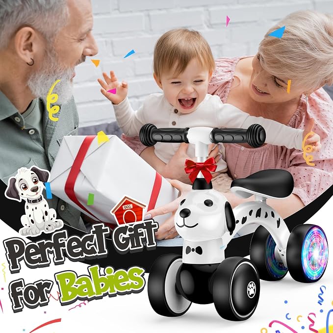 Baby Balance Bike Ride on Toys for 1 2 Year Old, Toddler Bike, First Birthday Gifts for 1 2 Year Old Boys Girls, Colorful Lighting Silent Wheels, No Pedal, Safe Baby First Bike