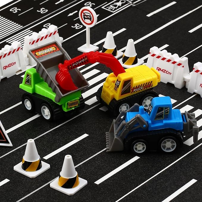 Funcorn Toys Pull Back Car, 12 Pcs Mini Truck Toy Kit Set, Play Construction Engineering Vehicle Educational Preschool for Children Boys Party Favors, Kids Birthday Game Gift Playset Classroom Reward