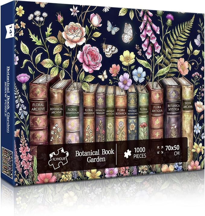 Botanical Book Garden Puzzles for Adults 1000 Pieces,Challenging Jigsaw Puzzles for Adults,Difficult Impossible Puzzle for Family Game Night,Recycled Paper Jigsaw Puzzle,Gifts for Boys Girls