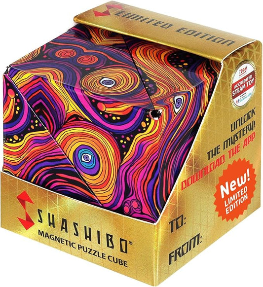 Shashibo Sensory Fidget Toy for Adults & Kids, Stress Relief Fidget Toy for Adults, Teens & Kids, Cool Fidget Toys for Desk, Classroom Must Have, Sensory Shape Shifting Cube, 100+ Possible Shapes