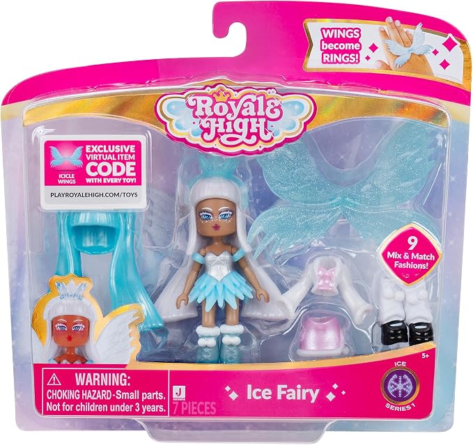 Royale High 3” Ice Fairy Fashion Doll - 1 Figure with 9 Fashion Accessories - Virtual Item Code Included - Series 1 - Ages 5+