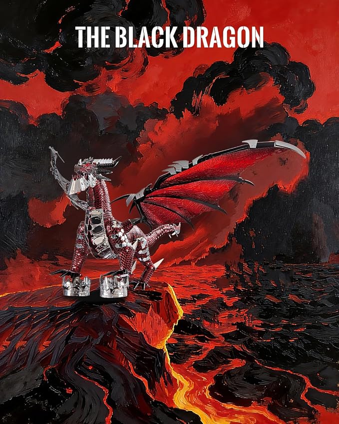 Piececool 3D Metal Puzzle Black Dragon Metal Model Kits for Adults, Interactive DIY Building Model,Great Birthday New Year Gifts for Adult Men Teens 14+