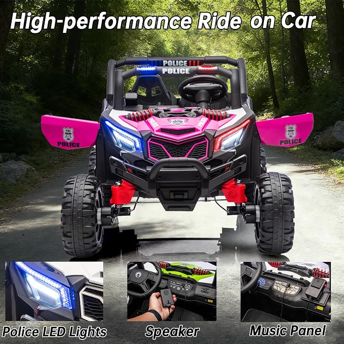 4WD UTV 24V Ride On Toys for Big Kids Ride On 2 Seater Ride On Toys Kids | 2 Seater Ride On Car for Kids Side-by-Side UTV Electric Cars for Kids Electric Ride Car Ride On Toys for Kids 4-8
