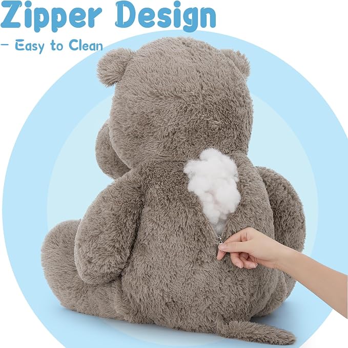 BENINY 36 Inch Giant Hippo Stuffed Animal, Oversized Gray Hippo Plush Pillow, Soft Humongous Hippopotamus Toy Gift for Kids, Boys and Girls